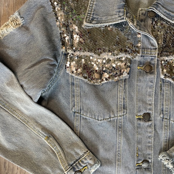 Sequin Denim Jacket - Picture 2 of 7